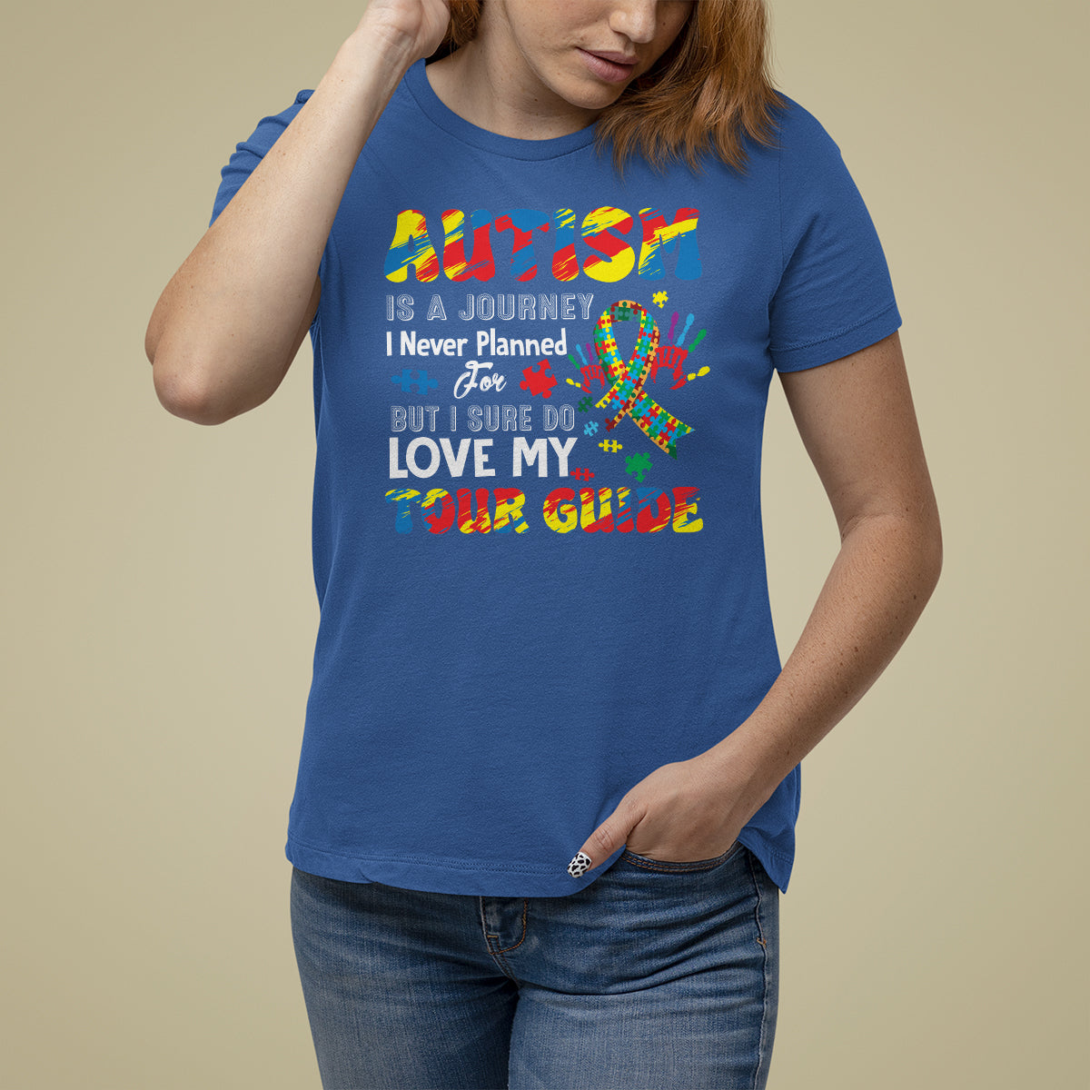 Autism Awareness T Shirt For Women Autism Is A Journey I Never Planned For But I Sure Do Love My Tour Guide - Wonder Print Shop
