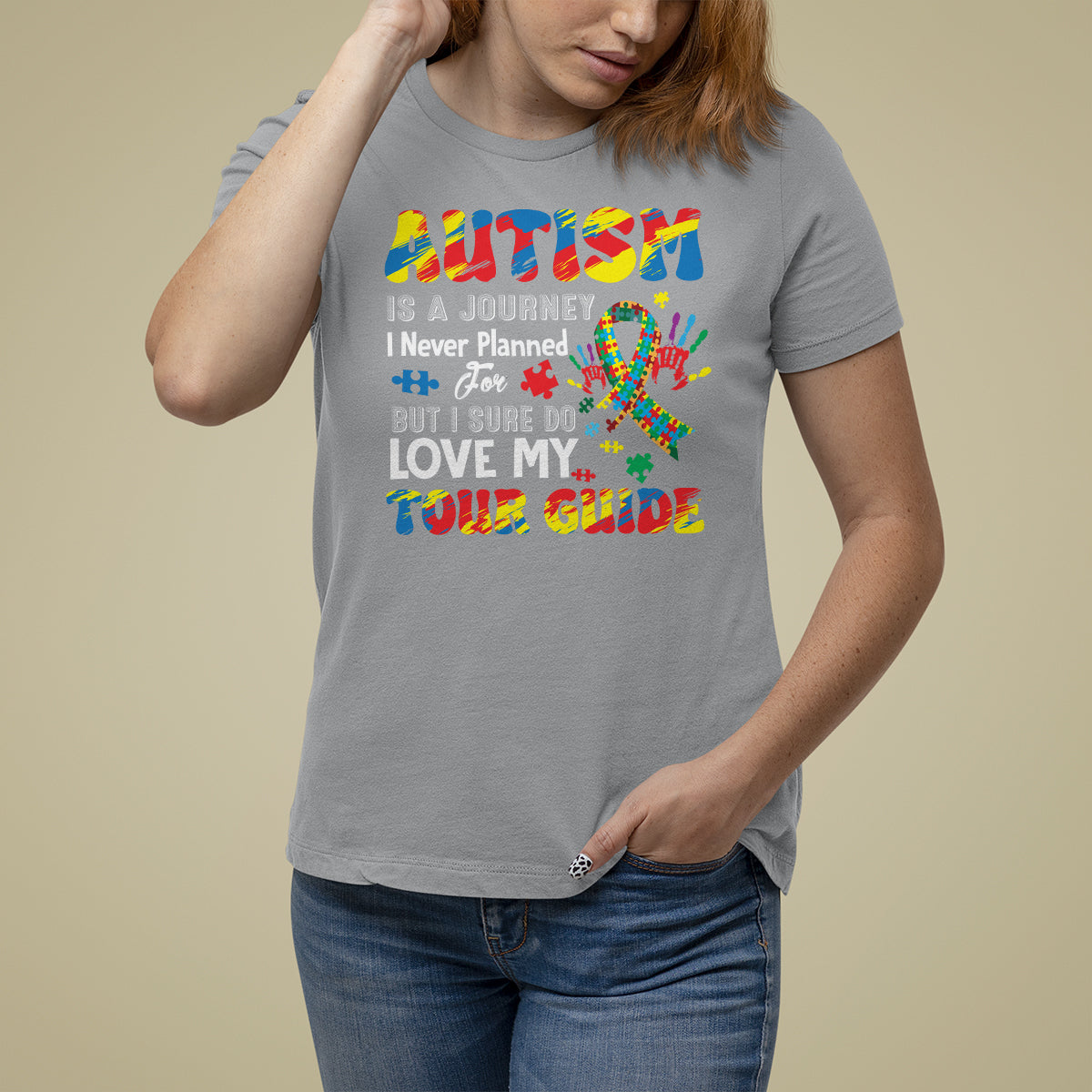 Autism Awareness T Shirt For Women Autism Is A Journey I Never Planned For But I Sure Do Love My Tour Guide - Wonder Print Shop