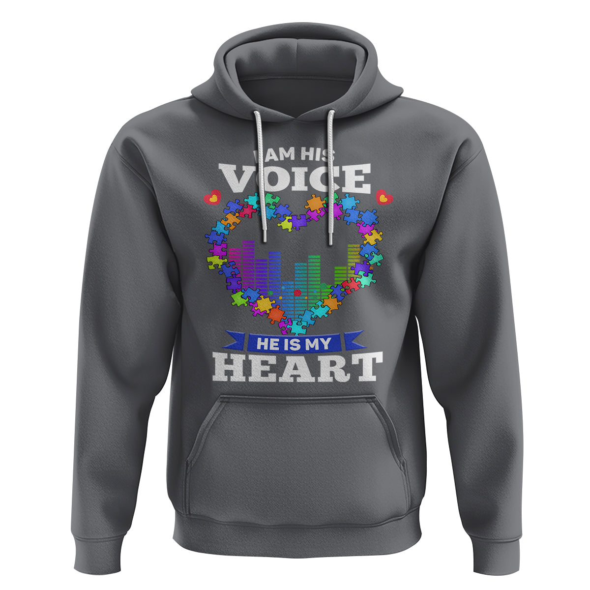 Autism Awareness Hoodie I Am His Voice He Is My Heart Mom Dad Parents Support - Wonder Print Shop