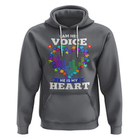 Autism Awareness Hoodie I Am His Voice He Is My Heart Mom Dad Parents Support - Wonder Print Shop