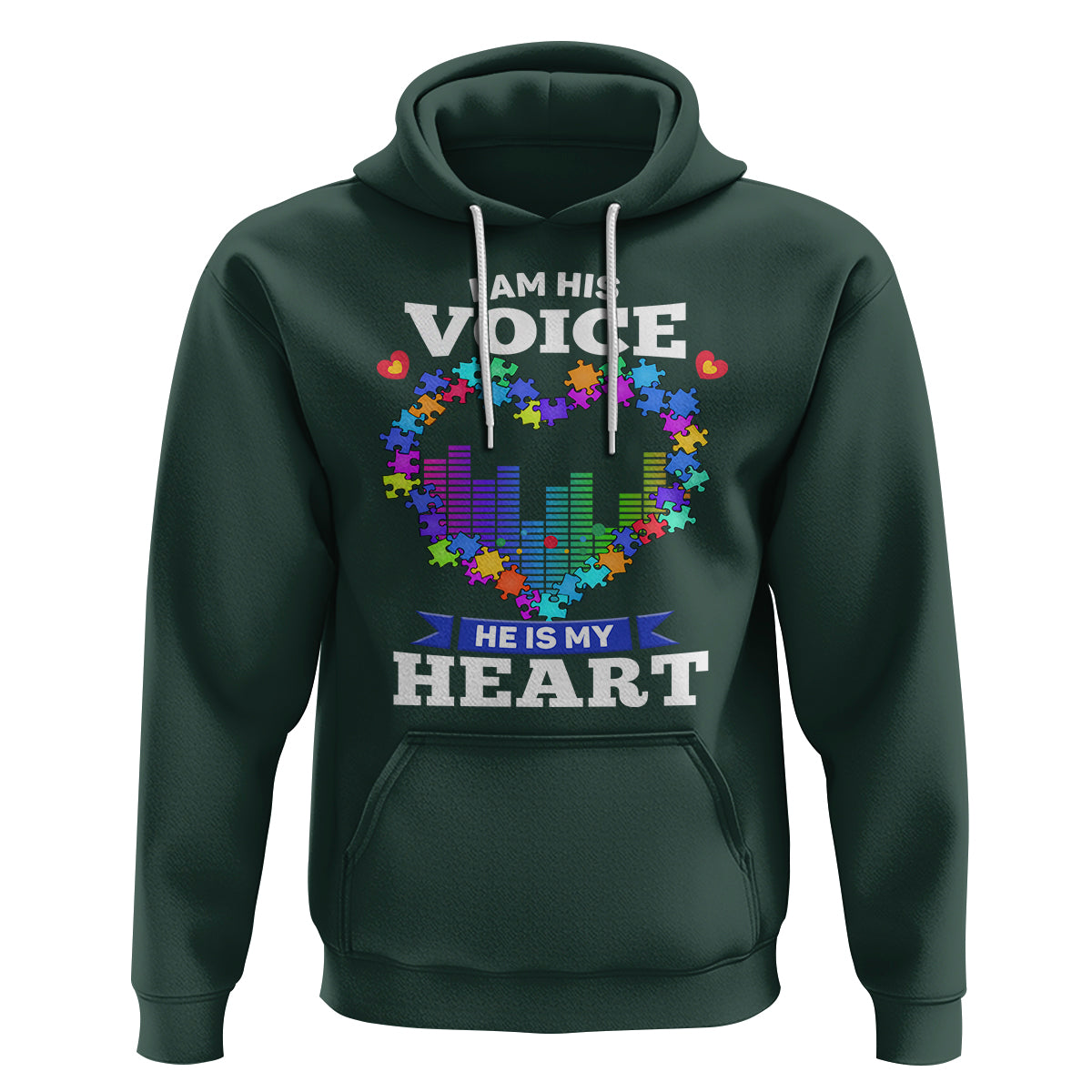 Autism Awareness Hoodie I Am His Voice He Is My Heart Mom Dad Parents Support - Wonder Print Shop