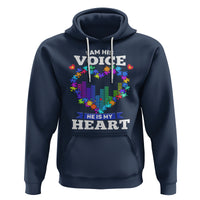 Autism Awareness Hoodie I Am His Voice He Is My Heart Mom Dad Parents Support - Wonder Print Shop