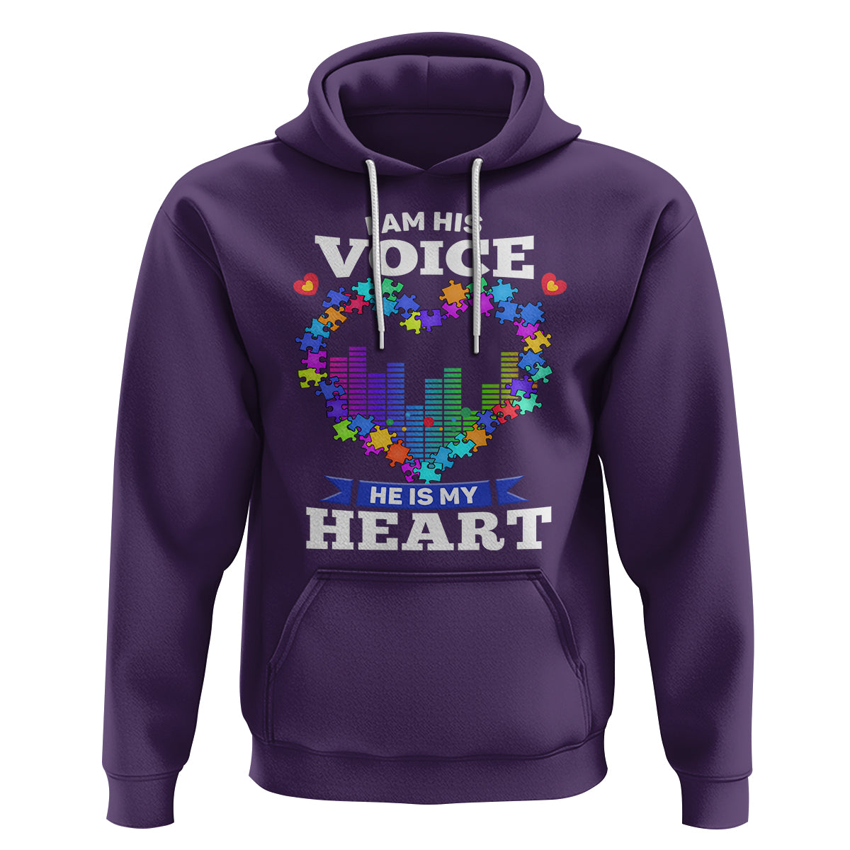 Autism Awareness Hoodie I Am His Voice He Is My Heart Mom Dad Parents Support - Wonder Print Shop