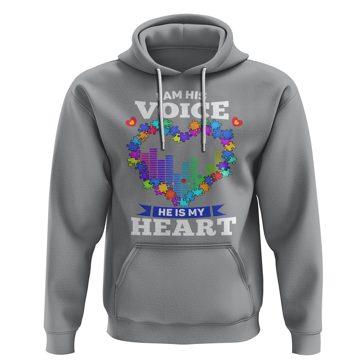 Autism Awareness Hoodie I Am His Voice He Is My Heart Mom Dad Parents Support - Wonder Print Shop