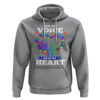 Autism Awareness Hoodie I Am His Voice He Is My Heart Mom Dad Parents Support - Wonder Print Shop