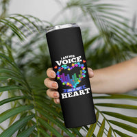 Autism Awareness Skinny Tumbler I Am His Voice He Is My Heart Mom Dad Parents Support