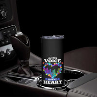 Autism Awareness Skinny Tumbler I Am His Voice He Is My Heart Mom Dad Parents Support