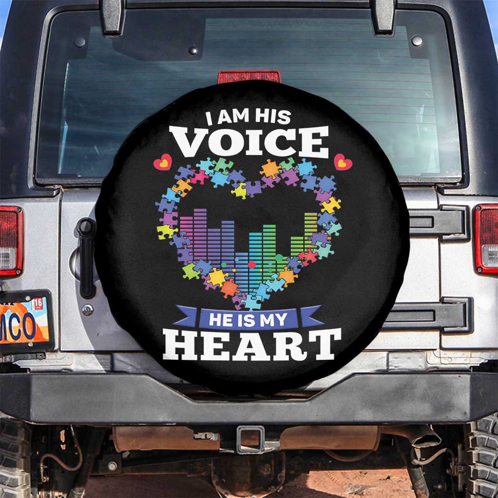 Autism Awareness Spare Tire Cover I Am His Voice He Is My Heart Mom Dad Parents Support