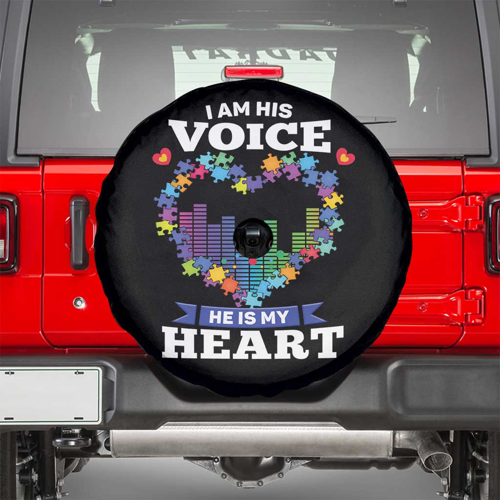 Autism Awareness Spare Tire Cover I Am His Voice He Is My Heart Mom Dad Parents Support