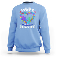 Autism Awareness Sweatshirt I Am His Voice He Is My Heart Mom Dad Parents Support - Wonder Print Shop