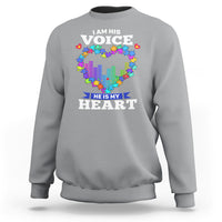 Autism Awareness Sweatshirt I Am His Voice He Is My Heart Mom Dad Parents Support - Wonder Print Shop