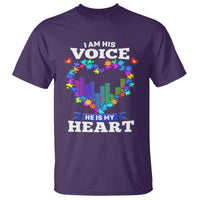 Autism Awareness T Shirt I Am His Voice He Is My Heart Mom Dad Parents Support - Wonder Print Shop