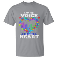 Autism Awareness T Shirt I Am His Voice He Is My Heart Mom Dad Parents Support - Wonder Print Shop