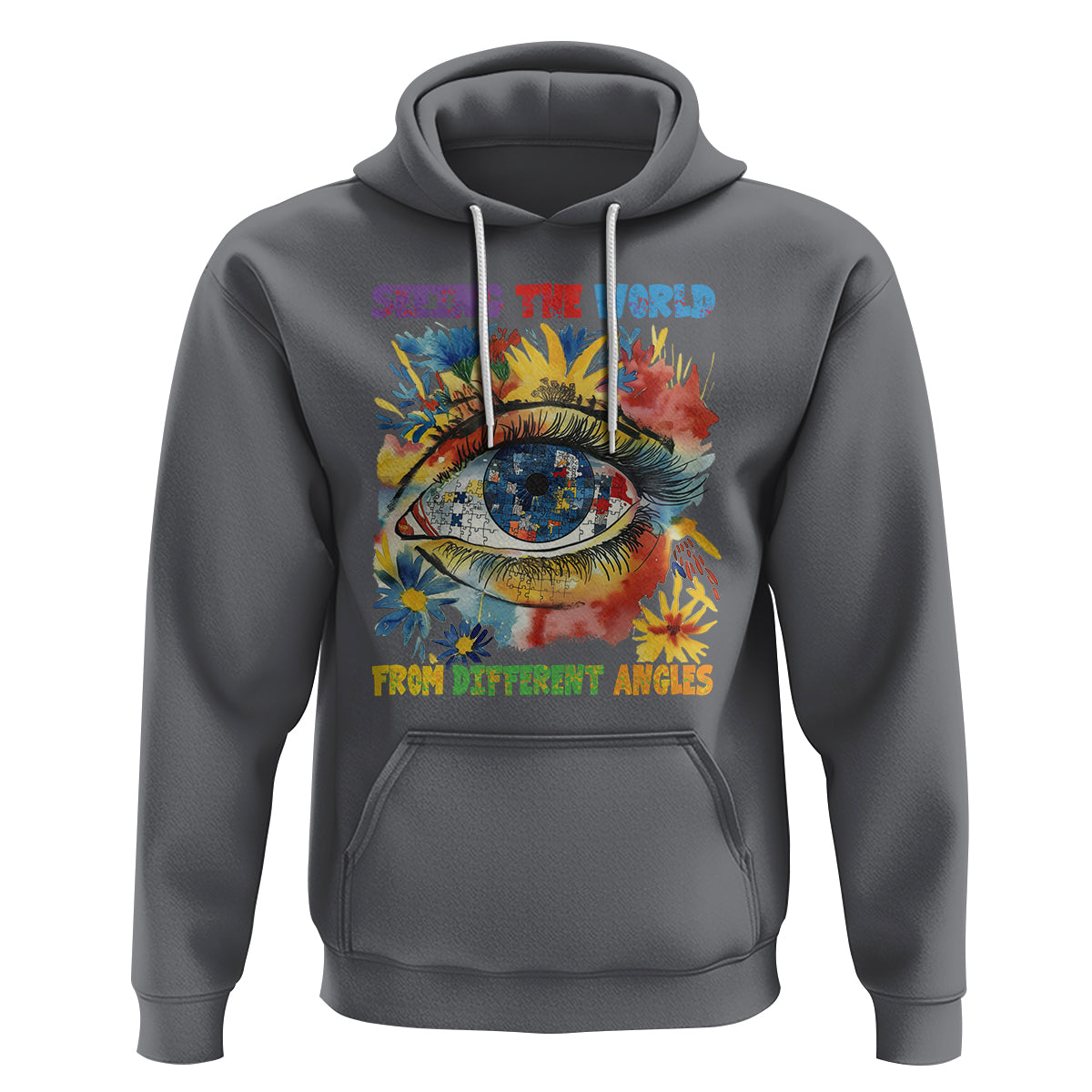 Autism Awareness Hoodie Puzzle Eyes Seeing The World From Diferent Angles - Wonder Print Shop