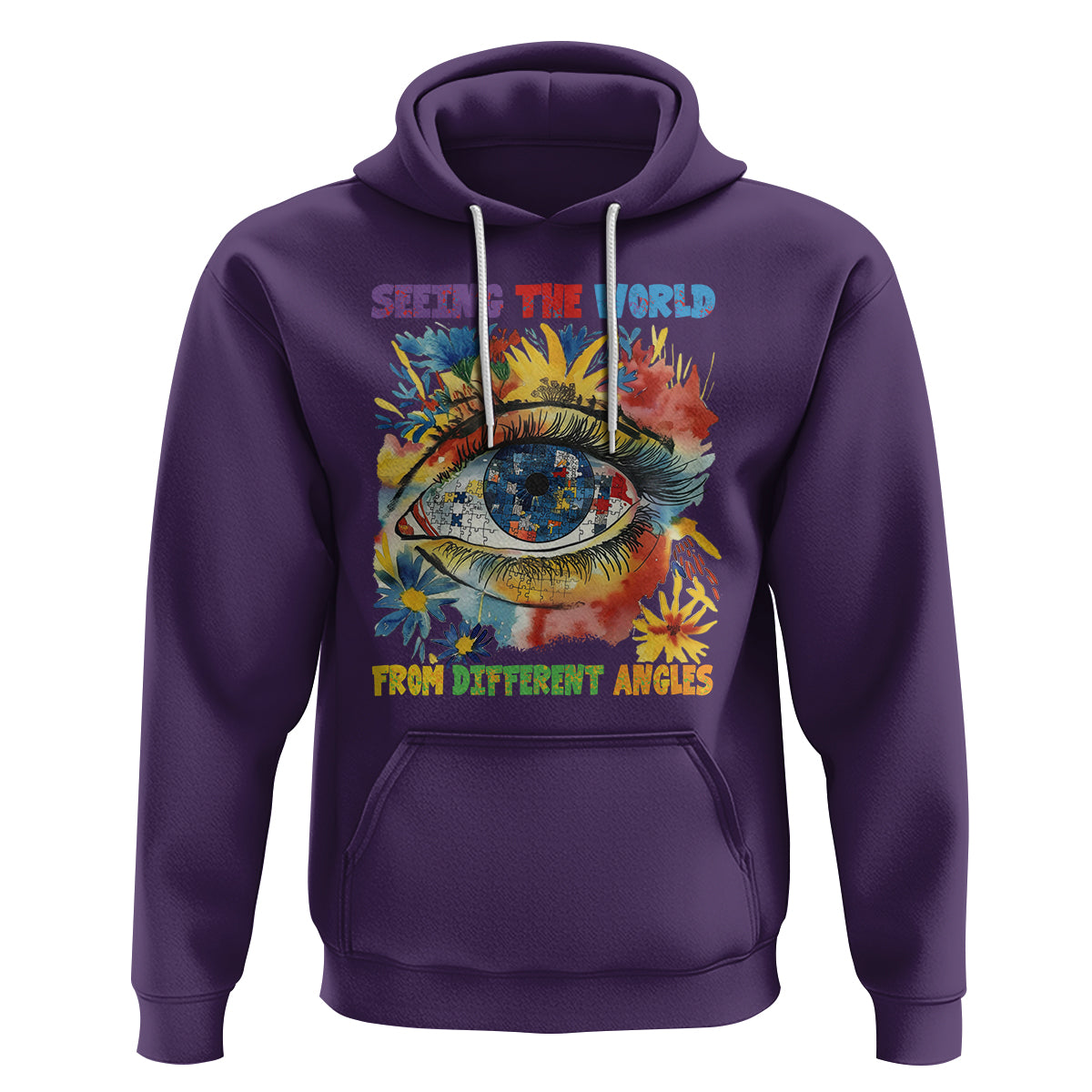 Autism Awareness Hoodie Puzzle Eyes Seeing The World From Diferent Angles - Wonder Print Shop