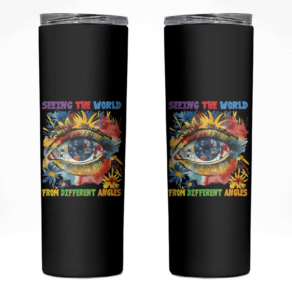 Autism Awareness Skinny Tumbler Puzzle Eyes Seeing The World From Diferent Angles