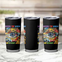 Autism Awareness Tumbler Cup Puzzle Eyes Seeing The World From Diferent Angles