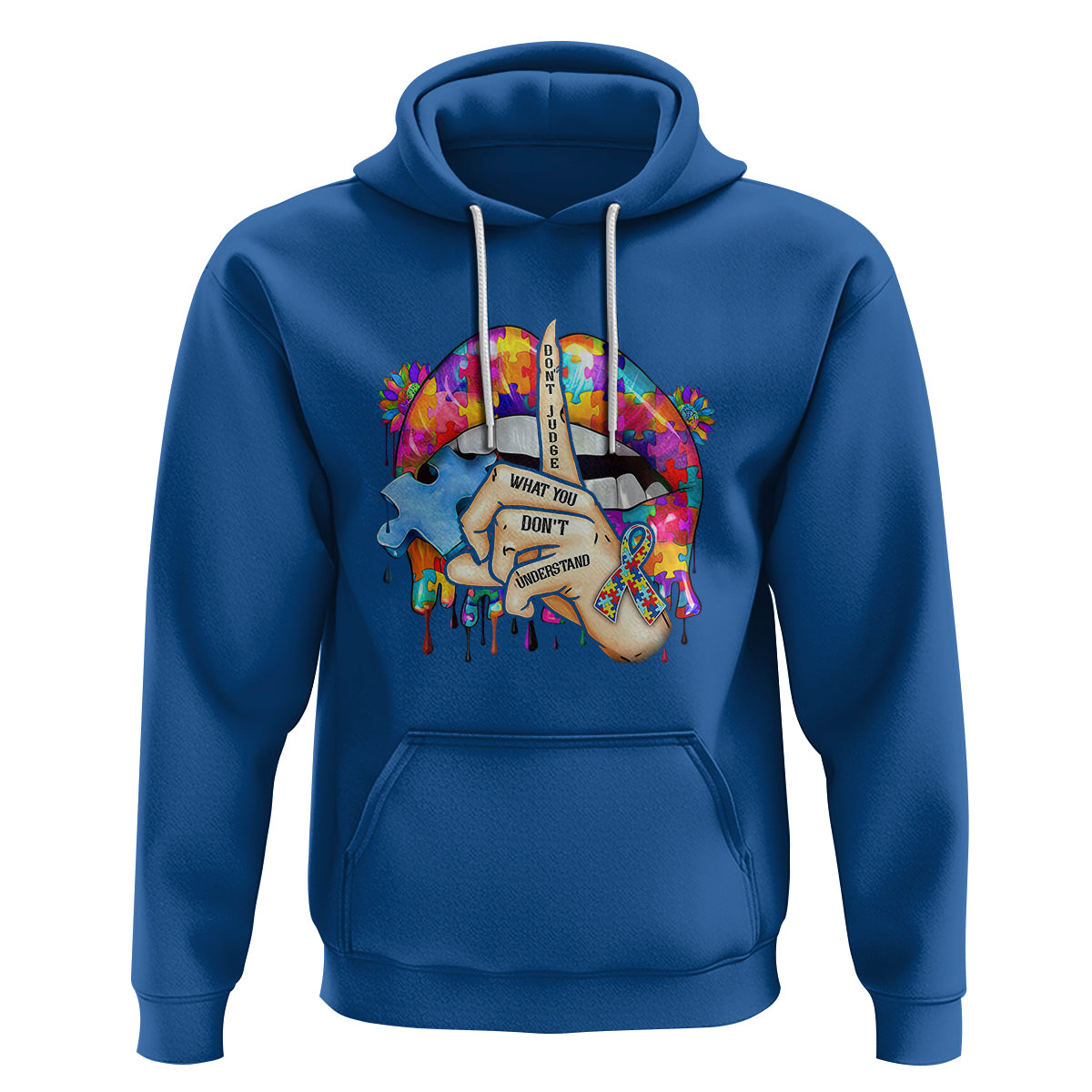 Autism Awareness Hoodie Don't Jundge What You Don't Understand Puzzle Lip - Wonder Print Shop