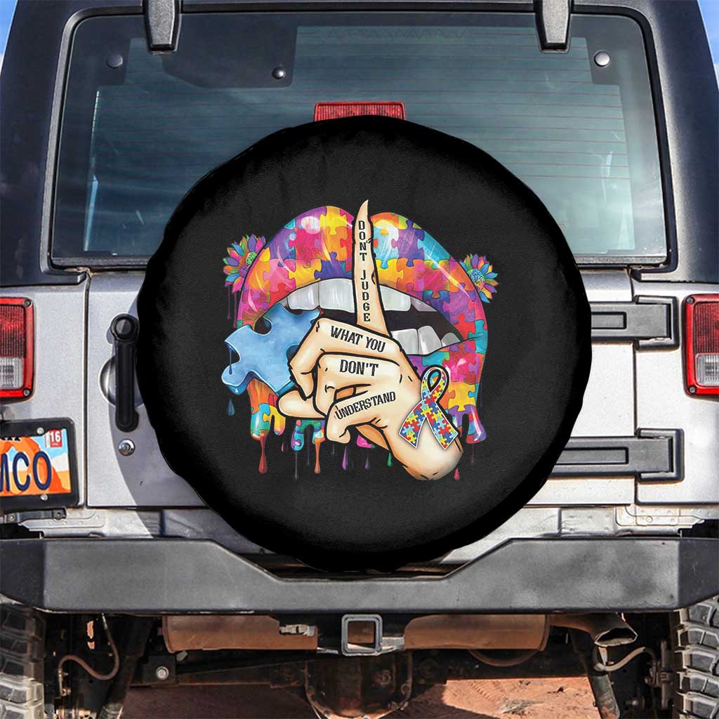 Autism Awareness Spare Tire Cover Don't Jundge What You Don't Understand Puzzle Lip