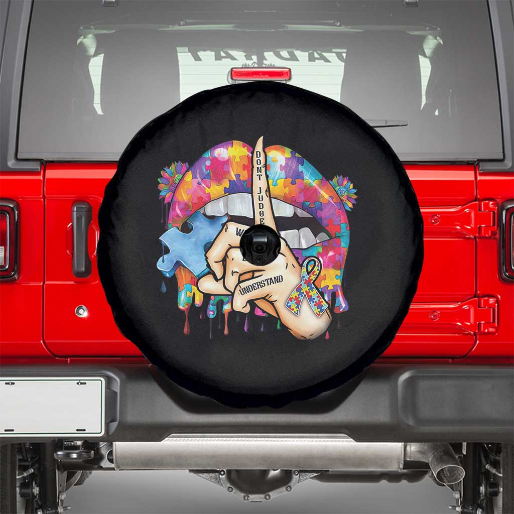 Autism Awareness Spare Tire Cover Don't Jundge What You Don't Understand Puzzle Lip