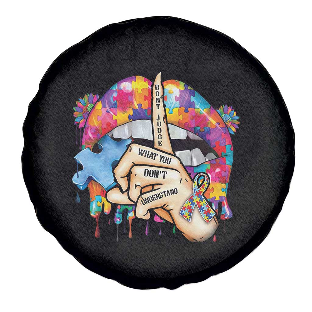 Autism Awareness Spare Tire Cover Don't Jundge What You Don't Understand Puzzle Lip