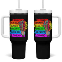 Autism Awareness Tumbler With Handle I Don't Speak Much Because I'm Brilliant And I'm Busy Thinking