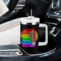 Autism Awareness Tumbler With Handle I Don't Speak Much Because I'm Brilliant And I'm Busy Thinking