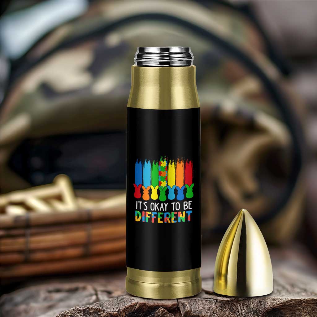 Autism Awareness Bullet Tumbler It's OK To Be Different Puzzle Easter Bunny