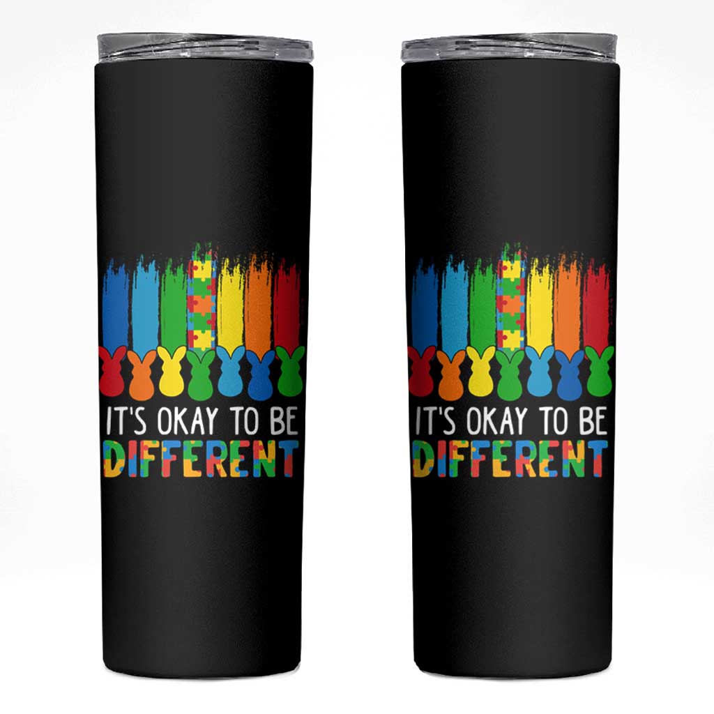Autism Awareness Skinny Tumbler It's OK To Be Different Puzzle Easter Bunny