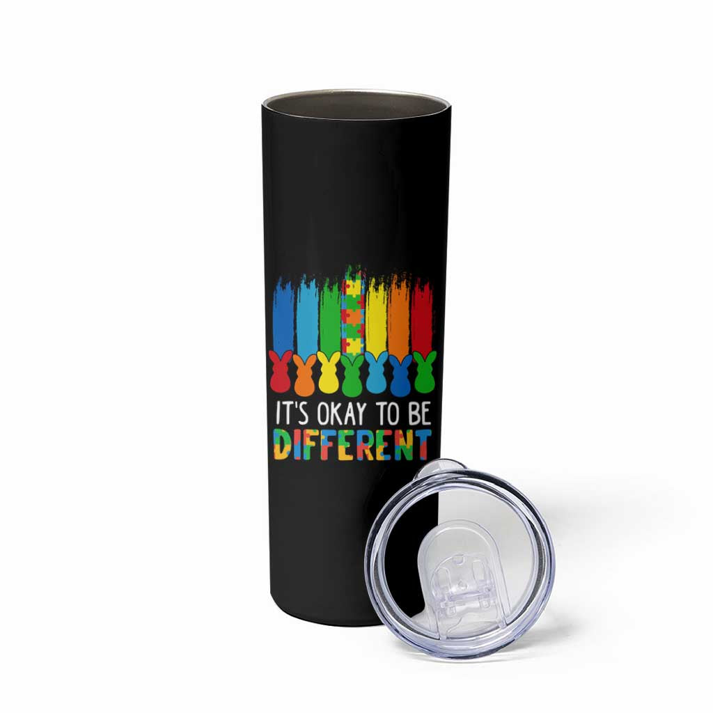 Autism Awareness Skinny Tumbler It's OK To Be Different Puzzle Easter Bunny