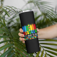 Autism Awareness Skinny Tumbler It's OK To Be Different Puzzle Easter Bunny