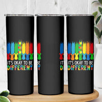 Autism Awareness Skinny Tumbler It's OK To Be Different Puzzle Easter Bunny