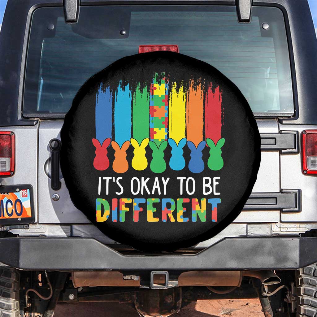 Autism Awareness Spare Tire Cover It's OK To Be Different Puzzle Easter Bunny