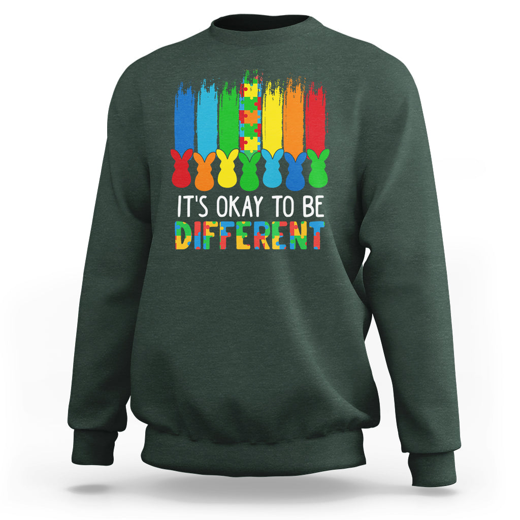 Autism Awareness Sweatshirt It's OK To Be Different Puzzle Easter Bunny - Wonder Print Shop