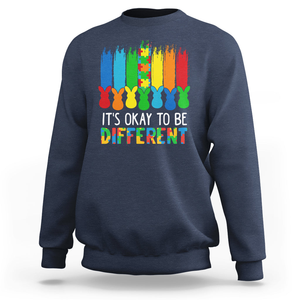 Autism Awareness Sweatshirt It's OK To Be Different Puzzle Easter Bunny - Wonder Print Shop