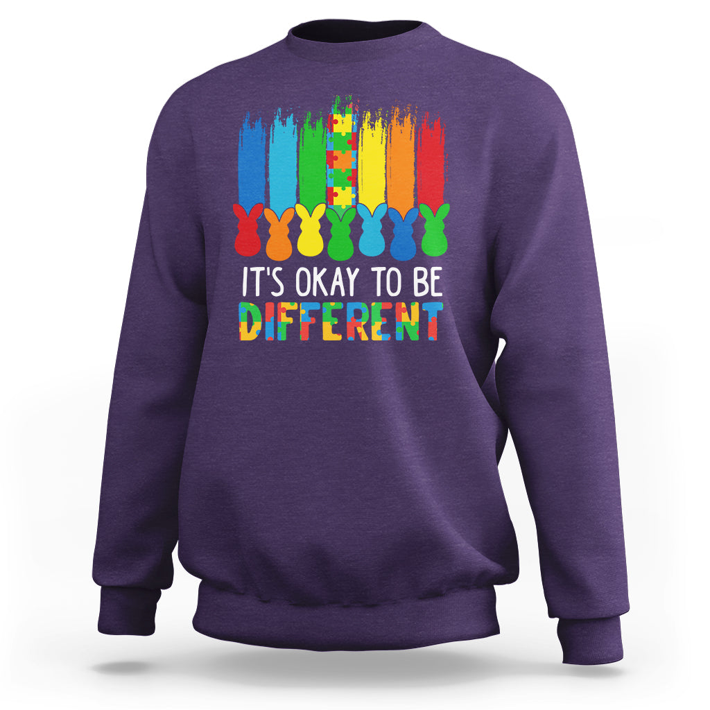 Autism Awareness Sweatshirt It's OK To Be Different Puzzle Easter Bunny - Wonder Print Shop