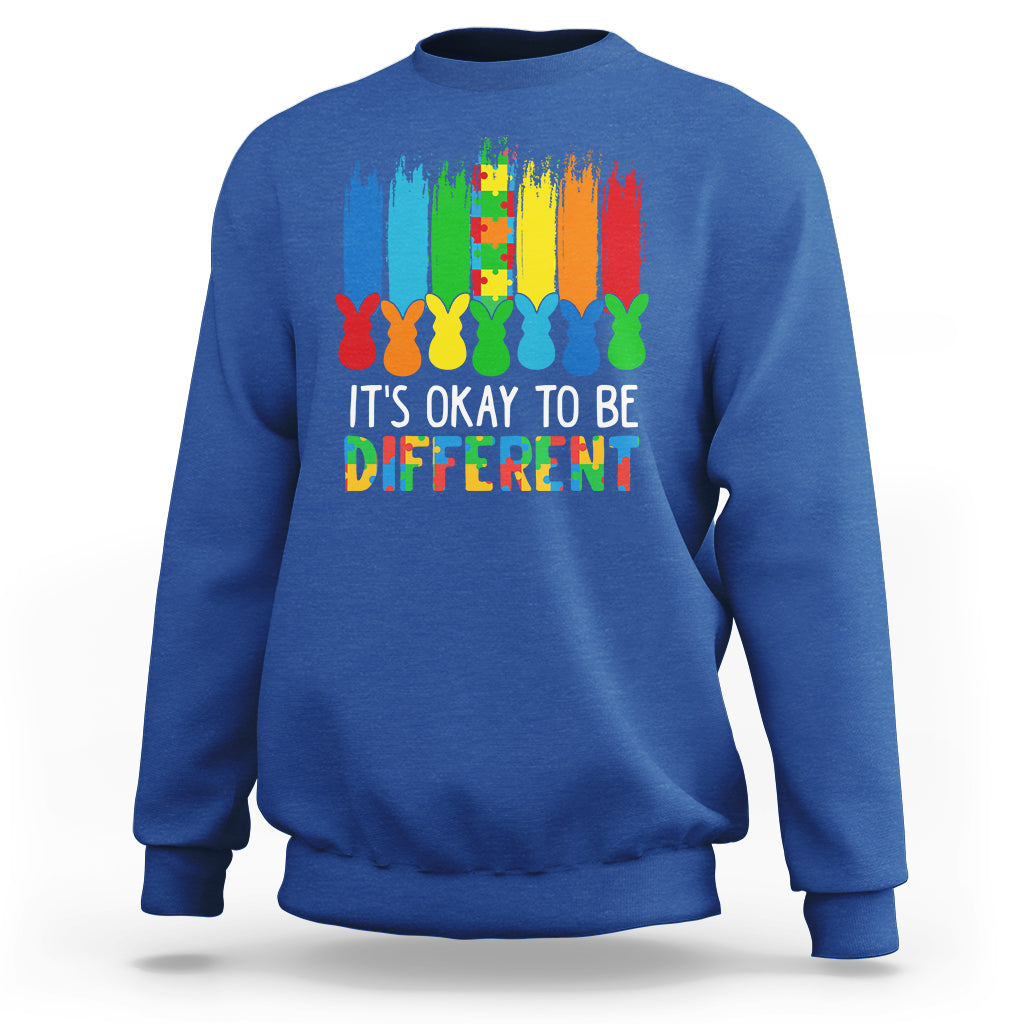 Autism Awareness Sweatshirt It's OK To Be Different Puzzle Easter Bunny - Wonder Print Shop