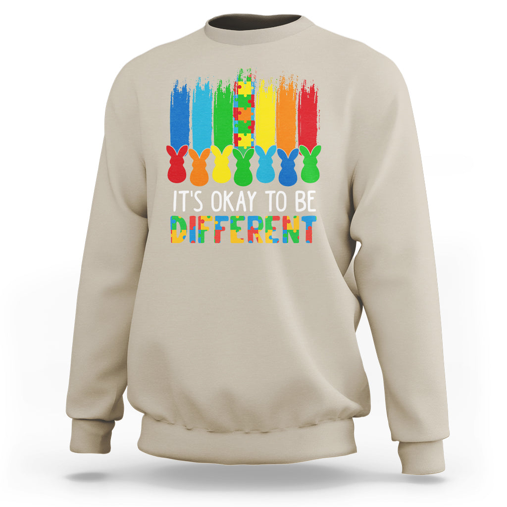Autism Awareness Sweatshirt It's OK To Be Different Puzzle Easter Bunny - Wonder Print Shop