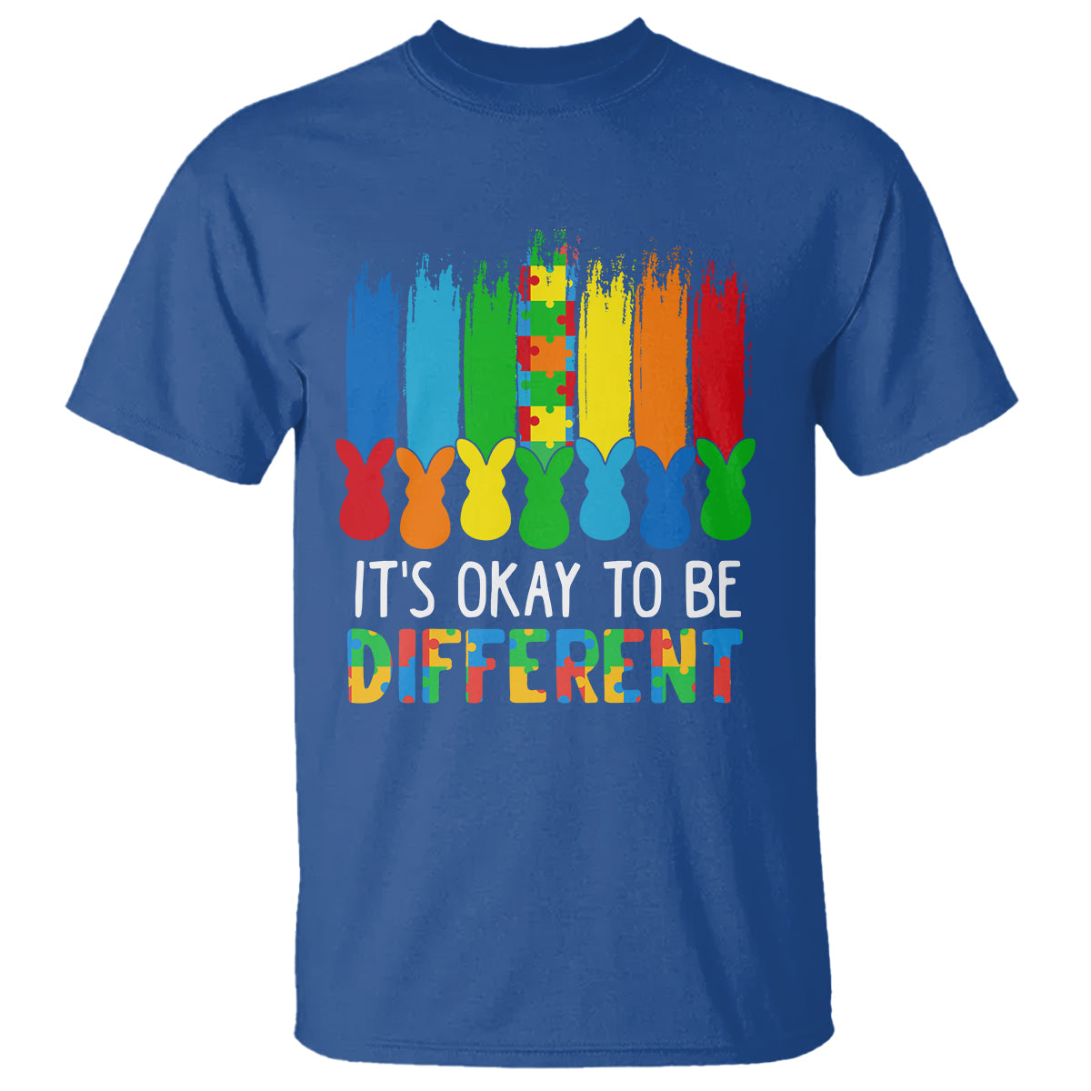 Autism Awareness T Shirt It's OK To Be Different Puzzle Easter Bunny - Wonder Print Shop