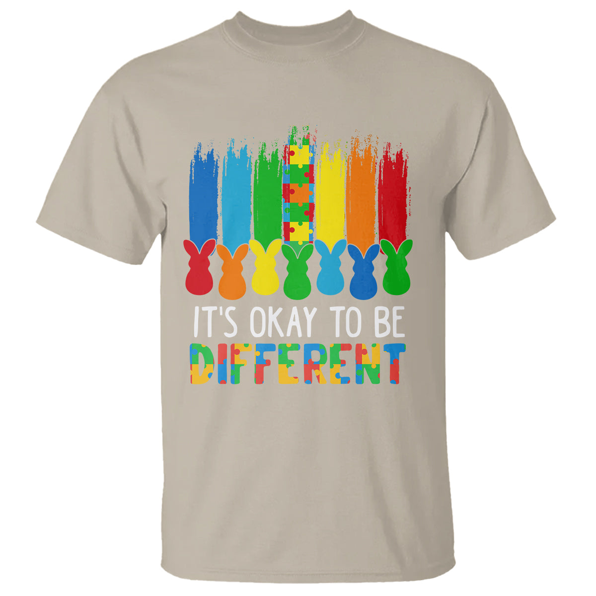 Autism Awareness T Shirt It's OK To Be Different Puzzle Easter Bunny - Wonder Print Shop