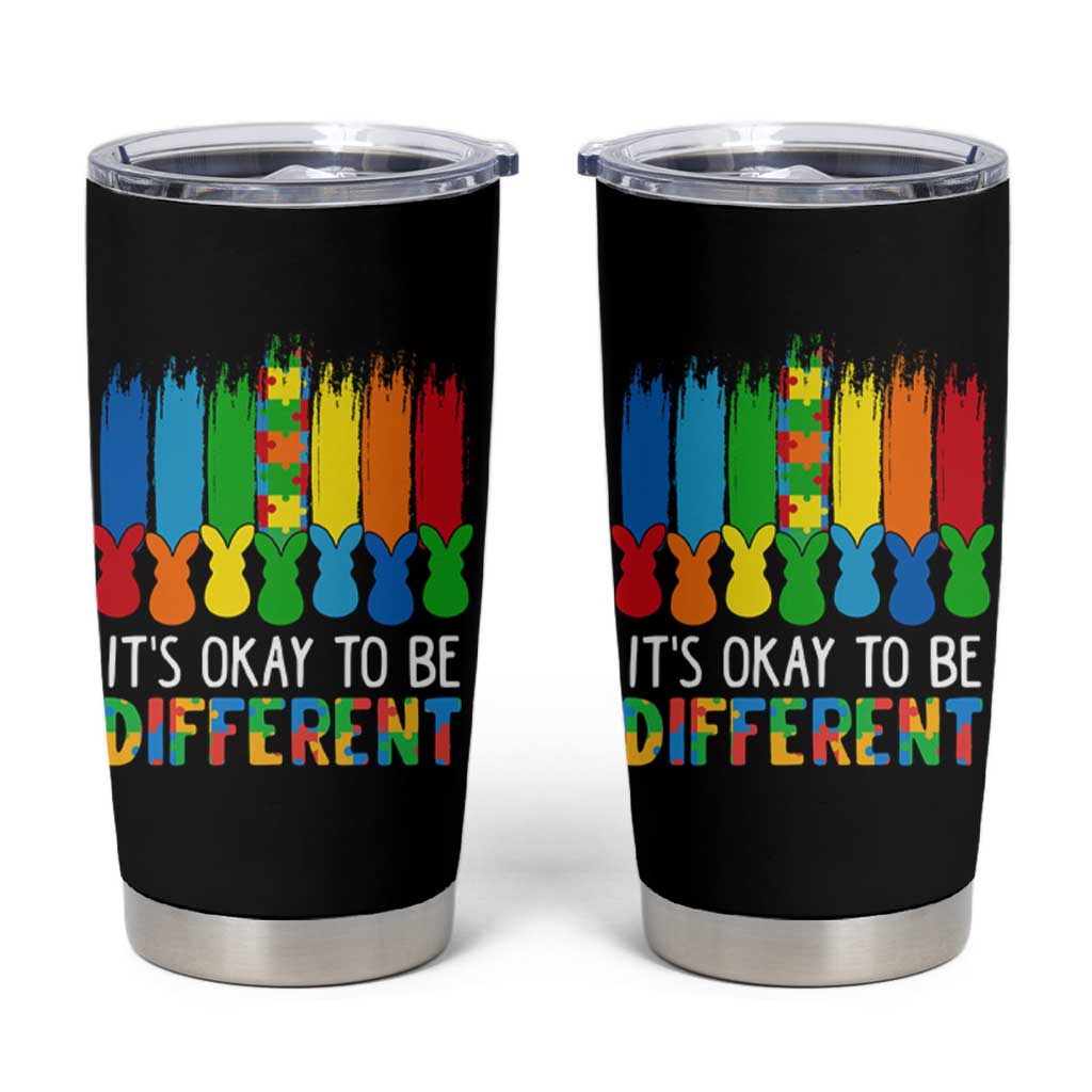Autism Awareness Tumbler Cup It's OK To Be Different Puzzle Easter Bunny
