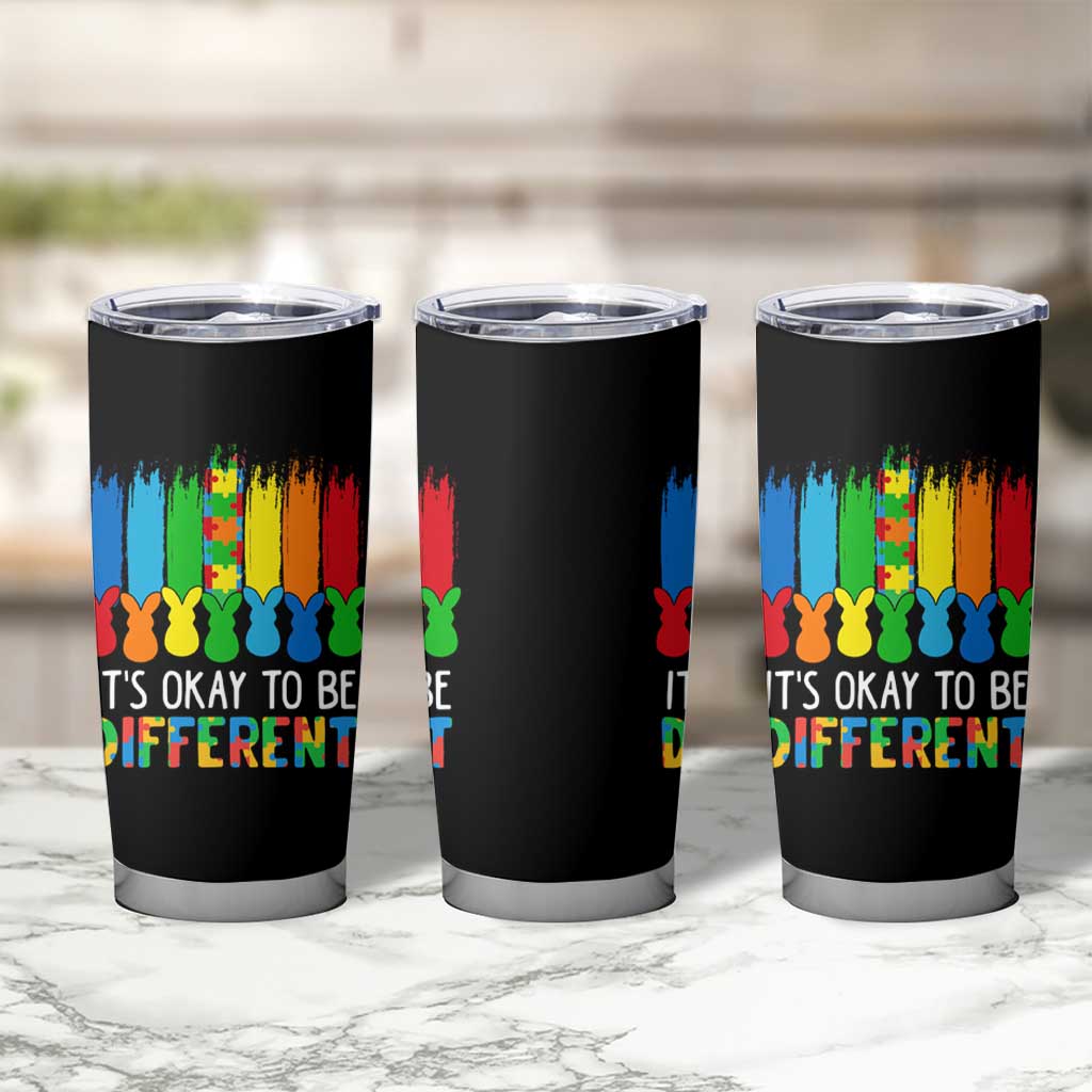 Autism Awareness Tumbler Cup It's OK To Be Different Puzzle Easter Bunny