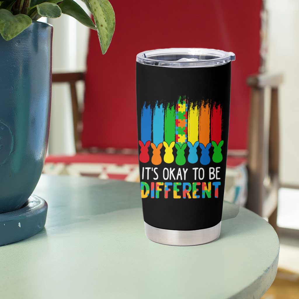 Autism Awareness Tumbler Cup It's OK To Be Different Puzzle Easter Bunny