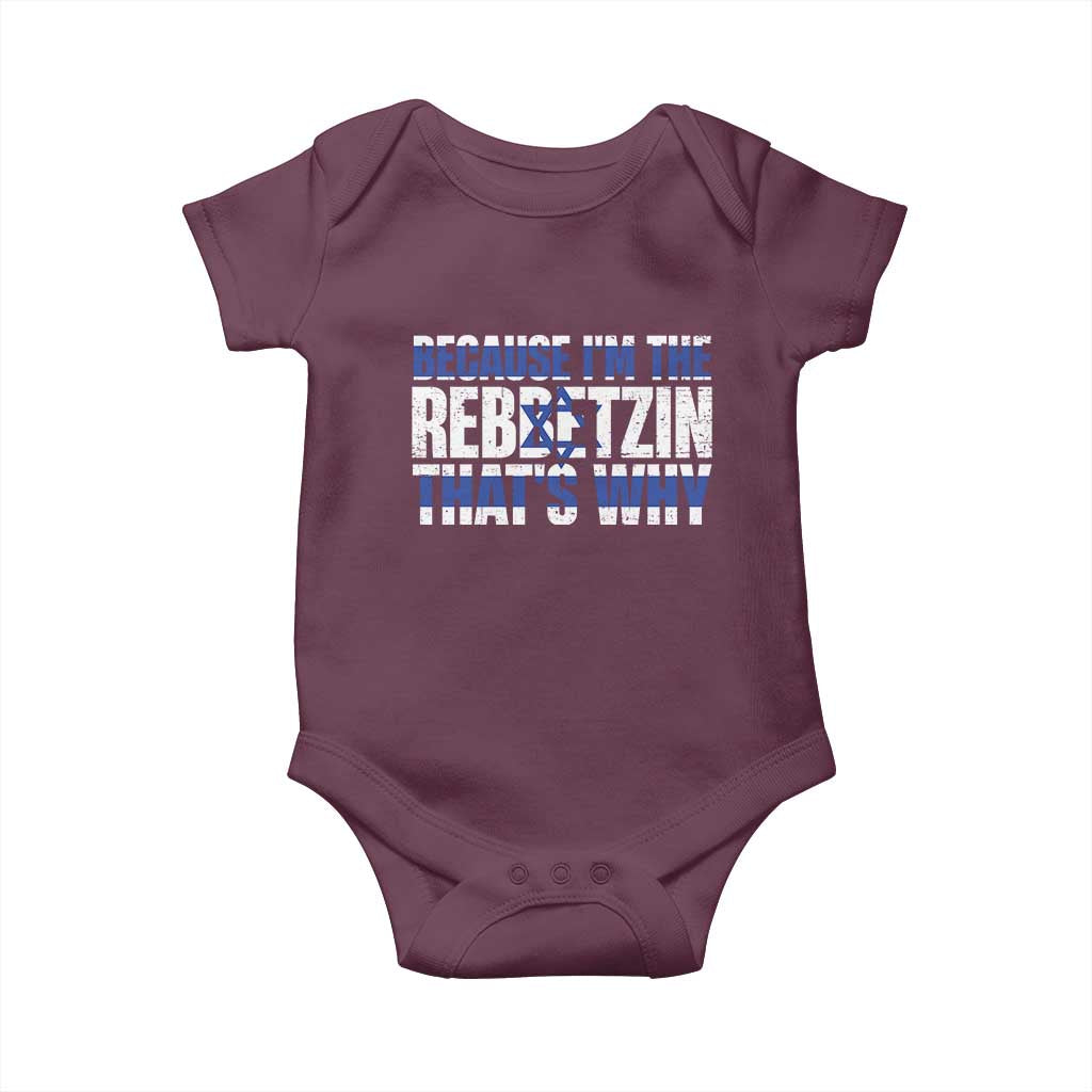 Funny Jewish Baby Onesie Because I'm The Rebbetzin That's Why Rabbi Purim