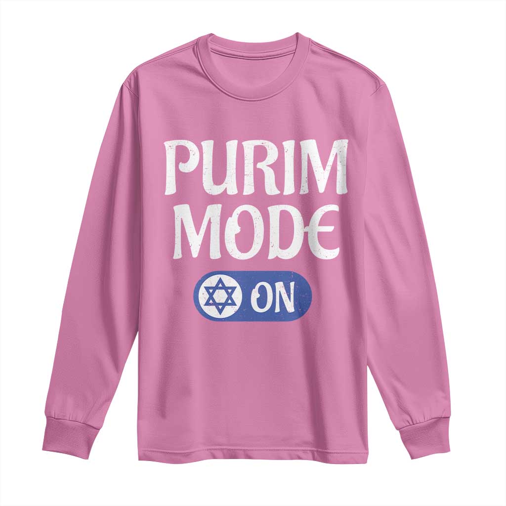 Funny Purim Mode On Long Sleeve Shirt Jewish Star of David