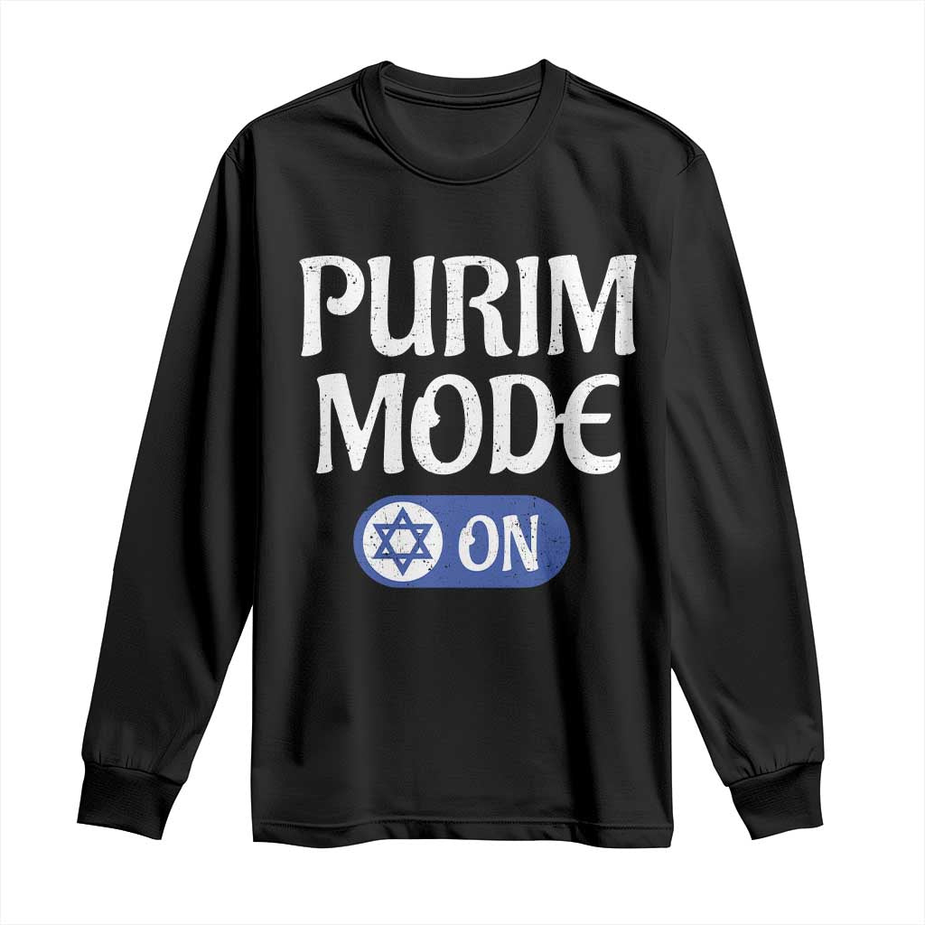 Funny Purim Mode On Long Sleeve Shirt Jewish Star of David