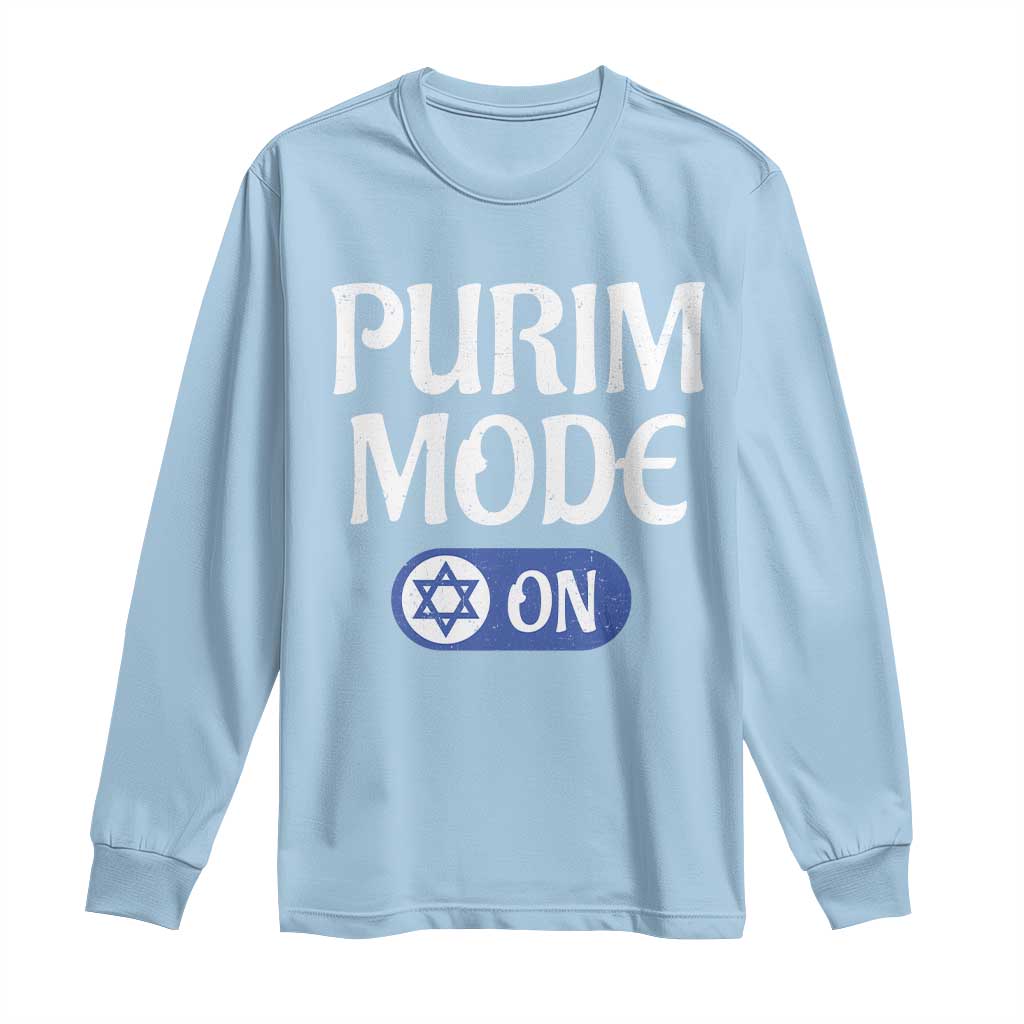 Funny Purim Mode On Long Sleeve Shirt Jewish Star of David