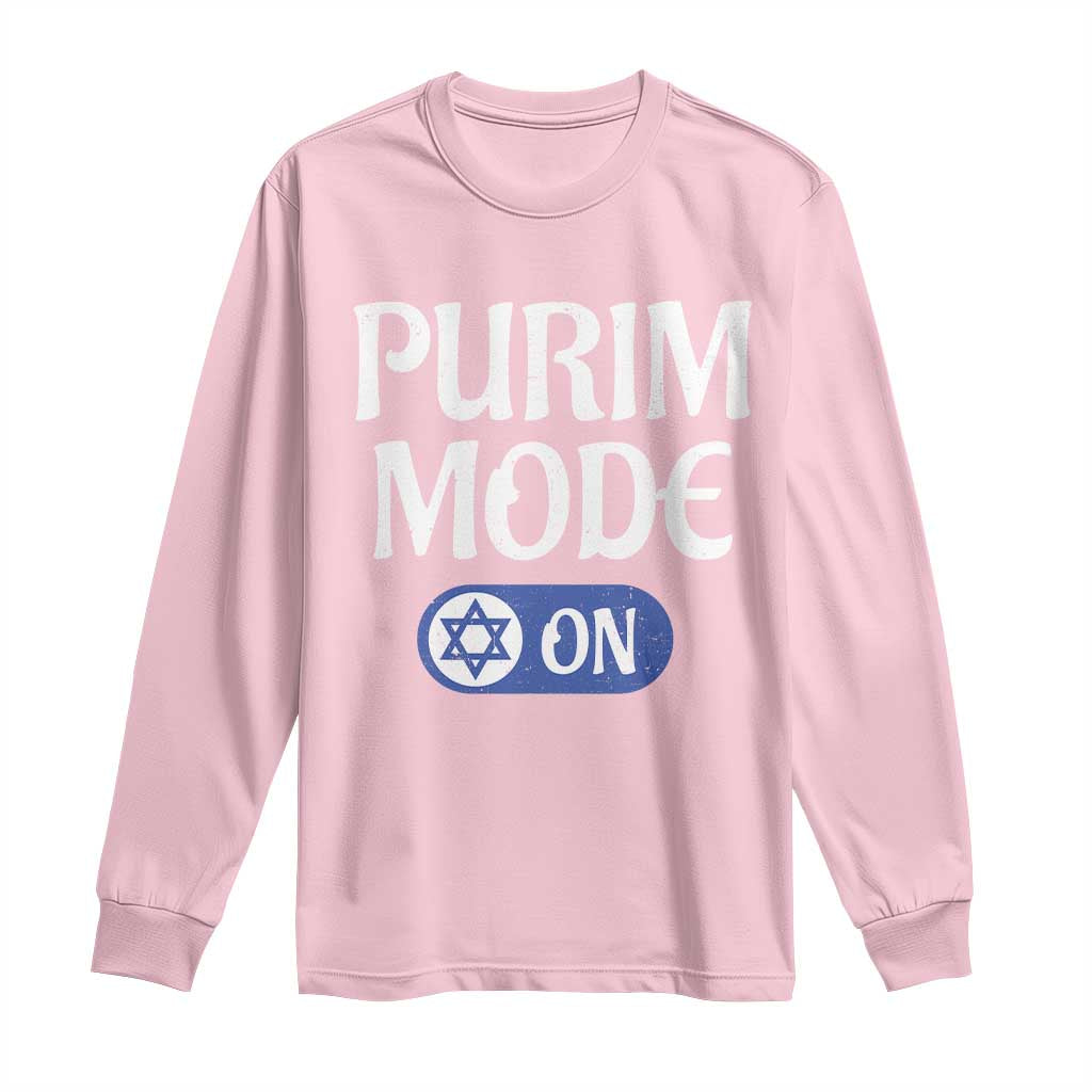 Funny Purim Mode On Long Sleeve Shirt Jewish Star of David