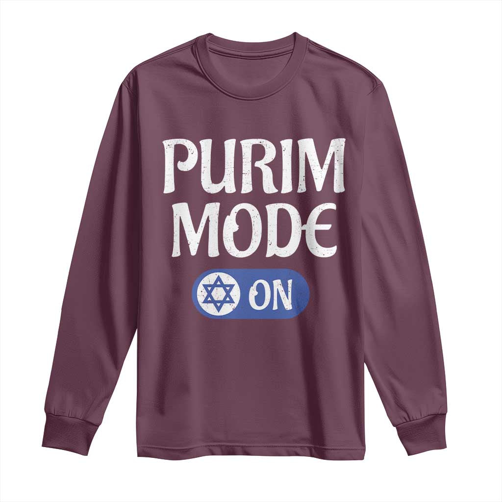 Funny Purim Mode On Long Sleeve Shirt Jewish Star of David
