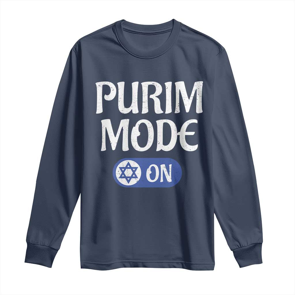 Funny Purim Mode On Long Sleeve Shirt Jewish Star of David